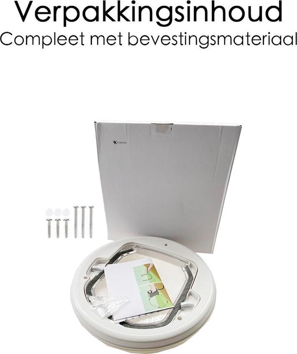 Kattenluik Voor Deur - Rond - Met Lock Functie 19x 19cm - Wit - Deurluik Voor Kat - Huisdierluik 4 Kattenluik Voor Deur - Rond - Met Lock Functie 19x 19cm - Wit - Deurluik Voor Kat - Huisdierluik - Afbeelding 2
