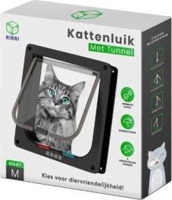 Rirri Kattenluik Met Tunnel - 4 Vergrendelingsstanden - Weersbestendig - Binnen En Buiten - Maat M - Zwart - 19 X 20 Cm -Kattenspeelgoed Winkel 1031x1200 3