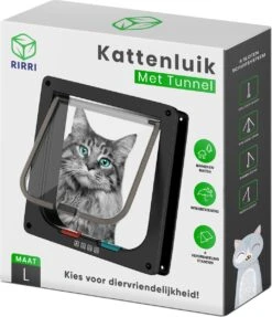 Rirri Kattenluik Met Tunnel - 4 Vergrendelingsstanden - Weersbestendig - Binnen En Buiten - Maat L - Zwart - 25,5 X 23.5 Cm -Kattenspeelgoed Winkel 1031x1200 4