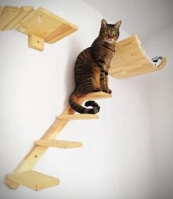 Kattentrap Hout - Linksonder Naar Rechtsboven - Handgemaakte Kattenladder - Katten Klimmuur Klimwand -Kattenspeelgoed Winkel 1045x1200 3
