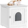 MEUBELEXPERT - Kattenhuis Kattenmand Wit Gesloten Kattentoilet Met Ingang En Handdoekhouder Kattenbak Kast Voor Katten Honden Huisdier 48,5 X 51 X 51,5 Cm Hout -Kattenspeelgoed Winkel 1060x1200