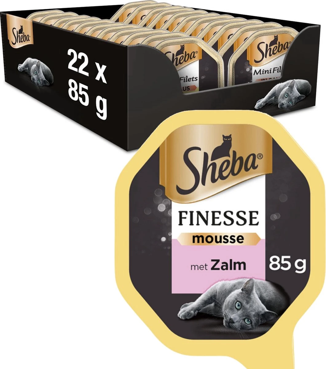 Sheba Finesse - Katten Natvoer - Mousse - Zalm - 22 X 85 Gr 3 Sheba Finesse - Katten Natvoer - Mousse - Zalm - 22 X 85 Gr