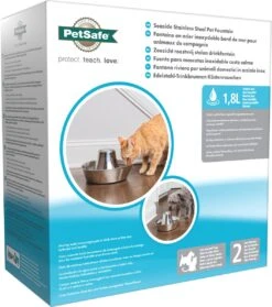 PetSafe® Seaside Stainless Steel Pet Fountain - RVS Drinkfontein Voor Katten En Kleine Honden - Water Borrelt Zacht Over De Toren - Door Het Design Van Alle Kanten Bereikbaar - 1,8 Liter - PetSafe Seaside -Kattenspeelgoed Winkel 1061x1200 2