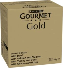 Gourmet Gold Fijne Hapjes In Saus - Kattenvoer Natvoer - Vis/Vlees - 96 X 85 Gr -Kattenspeelgoed Winkel 1103x1200 1