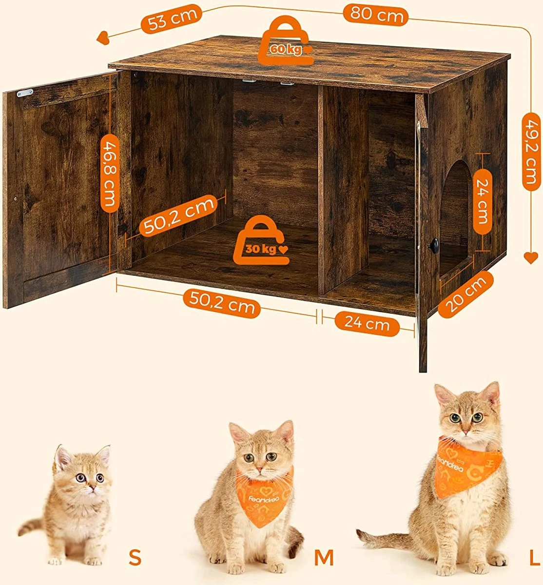 Kattenbak Kast, Kattentoilet, Vintage 8 Kattenbak Kast, Kattentoilet, Vintage - Afbeelding 6