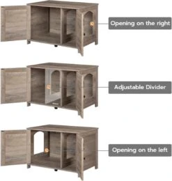 Kattenhuis Met Dubbele Deurtjes - Kattenkast Met Ruimte Voor Kattenbak - Kist Met Grote Opbergruimte - Bruikbaar Als Bank &bijzettafel - Voor In Slaapkamer & Gang - Greige -Kattenspeelgoed Winkel 1142x1200