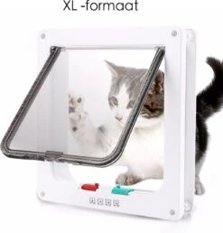 Merkloos Kattenluik - Inclusief Tunnel - 4 Vergendelingsstanden - Wit - Waterdicht - 23 X 25 X 5.5 Cm -Kattenspeelgoed Winkel 1149x1200 4