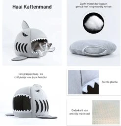 MikaMax Haai Hondenmand - Kattenmand - Dierenmand - Huisdierkussen - Mand Of Bed - Origineel - Extra Zacht Materiaal - 42 X 42 X 36 Cm -Kattenspeelgoed Winkel 1151x1200 4
