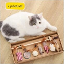 Kattenspeelgoed - Set Met 7 Kattenspeeltjes - Complete Set - Kattenhengel - Speelmuis -Kattenspeelgoed Winkel 1186x1200 15