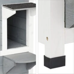 Relaxdays Kattenhuis Buiten - Groot Kattenhok Binnen - Hoog Kattenmeubel Grijs Hout - Tuin -Kattenspeelgoed Winkel 1198x1200 10