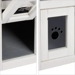 Relaxdays Kattenhuis Buiten - Groot Kattenhok Binnen - Hoog Kattenmeubel Grijs Hout - Tuin -Kattenspeelgoed Winkel 1198x1200 11