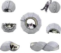 Merkloos Kattenmand Multifunctioneel – Kattenspeelgoed Speeltunnel Kattenhuis – Kattenhol Rond Kattenspeeltjes Kattentunnel - Cat Cave Donut - Grijs Vilt -Kattenspeelgoed Winkel 1200x1033 6