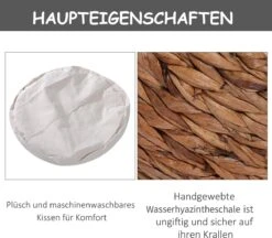 PawHut Kattenmand Rotan Kattennest Kattenbed Met Kussen Huisdierbed Bruin D30-104 -Kattenspeelgoed Winkel 1200x1050 4