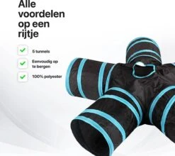 Tavaro Kattentunnel 5 Gangen - Met Speelbal - Kattenspeelgoed - Zwart / Blauw -Kattenspeelgoed Winkel 1200x1067 3