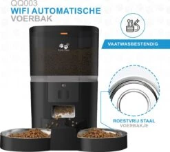 Pretty Paws QQ003 - Wifi Voermachine - Dubbele Voerbakjes - Zwart - Kat - 6L -Kattenspeelgoed Winkel 1200x1074