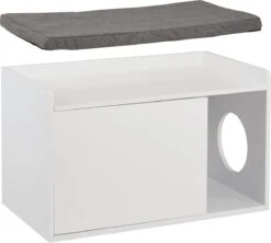 Relaxdays Kattenbak Ombouw - Met Zitkussen - Kattenhuis Wit - Kattenmeubel - Kattenkast -Kattenspeelgoed Winkel 1200x1080 3