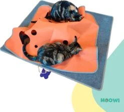 Moowi - Katten Speel Kleed – Kattentunnel – Hide And Seek Spel – Deken Kat – Kattenspeelgoed – Speelmat Katten Grijs – Incl. 2 Sisal Ballen En Verenspeeltje -Kattenspeelgoed Winkel 1200x1089 3