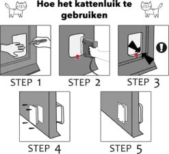 DOWO® - Kattenklep - Kattenluik - Kattenluikje - 4-weg Huisdierklep, Eenvoudige Installatie Kattendeur Huisdierendeur Aan De Muur, Houten Deur, Upvc Binnendeur, Baksteenwanden, Houten Deuren (M - Buitenmaat 20x22 Cm) -Kattenspeelgoed Winkel 1200x1092 2