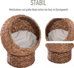 PawHut Kattenmand Rotan Kattennest Kattenbed Met Kussen Huisdierbed Bruin D30-104 -Kattenspeelgoed Winkel 1200x1096 7