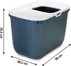 Savic Hop In Kattenbak - Steenblauw/wit -Kattenspeelgoed Winkel 1200x1102 2