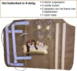 Merkloos Kattenhangmat – Hangmat Kat – Kattenmand Raam – Kattenkussen – Kattenbed – Poezenmand – Beige -Kattenspeelgoed Winkel 1200x1111 1