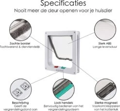 Merkloos Kattenluik - Inclusief Tunnel - 4 Vergendelingsstanden - Wit - Waterdicht - 23 X 25 X 5.5 Cm -Kattenspeelgoed Winkel 1200x1117 6