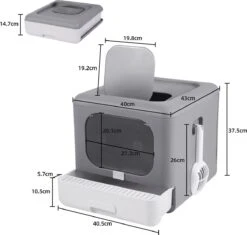 Kattenbak Groot - Kattenbak XXL - Kattenbak Grote Katten - Opvouwbaar – Grijs -Kattenspeelgoed Winkel 1200x1143 4