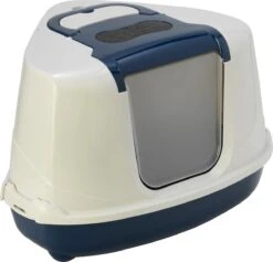 Moderna Flip Hoekkattenbak - Donkerblauw/Wit - 56 X 45 X 39 Cm -Kattenspeelgoed Winkel 1200x1152 6