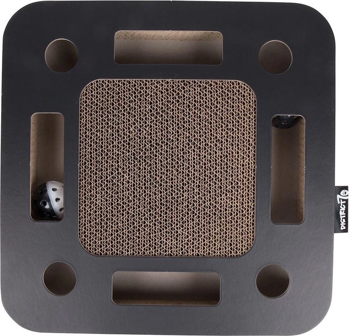 Interactief Krabspeelgoed Van Karton Met Balletje En Belletje - District 70 SPY - Zwart Of Wit 35x35x6cm - Zwart 8 Interactief Krabspeelgoed Van Karton Met Balletje En Belletje - District 70 SPY - Zwart Of Wit 35x35x6cm - Zwart - Afbeelding 6