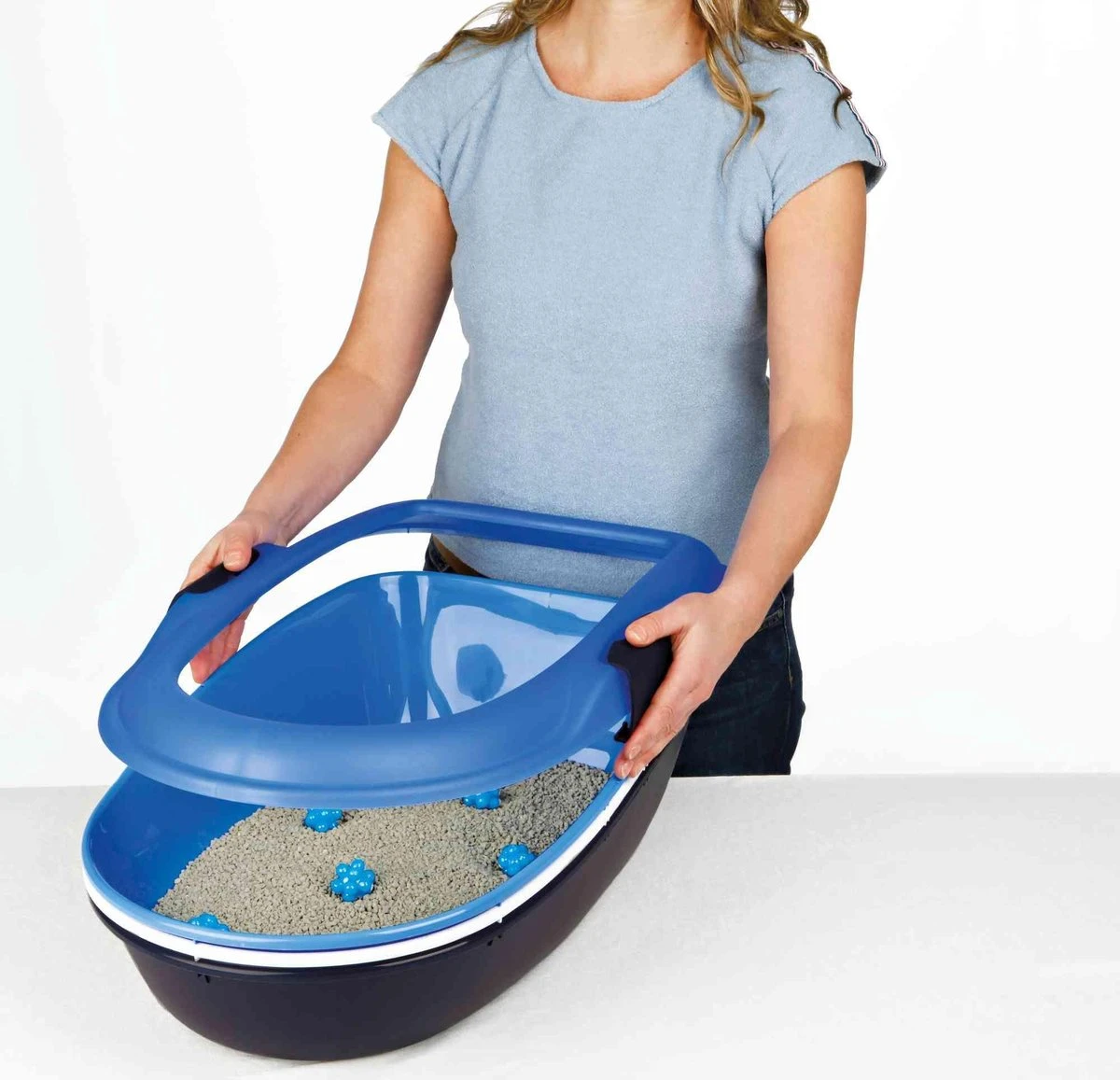 Trixie Berto Kattenbak Open Met Scheidingssyteem Donkergrijs/Blauw - 59X39X22 CM 11 Trixie Berto Kattenbak Open Met Scheidingssyteem Donkergrijs/Blauw - 59X39X22 CM - Afbeelding 9