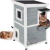 Relaxdays Kattenhuis Buiten - Groot Kattenhok Binnen - Hoog Kattenmeubel Grijs Hout - Tuin -Kattenspeelgoed Winkel 1200x1158 5