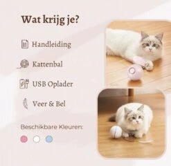 MyBuddy - Interactieve Zelf Rollende Bal - Kattenspeeltjes - Kattenspeelgoed - Bal Voor Katten - LED Lights - Speelgoed - USB - Roze -Kattenspeelgoed Winkel 1200x1168 5