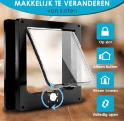 Gluxury Kattenluik Zwart Met Tunnel - 4 Vergrendelingsstanden - Weerbestendig - Binnen En Buiten - Maat L - Nederlandse Handleiding -Kattenspeelgoed Winkel 1200x1173 4