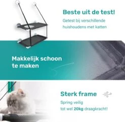 Raamhangmat - Dubbellaags - Met Zuignappen - 20kg Draag Gewicht - Kattenhangmat - Hangmat Kat - Kattenbed - Kattenkussen - Kattenbank - Kattenmand - Raam - Kattenhangmat Raam - Zwart - Radiator -Kattenspeelgoed Winkel 1200x1178 1