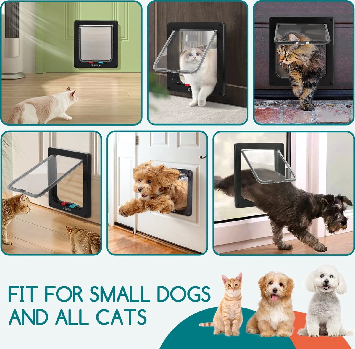 Nobleza Kattenluik Met Tunnel - 4 Vergrendelingsstanden - Weerbestendig - Binnen En Buiten - 28.5 X 25 Cm - Maat XL - Zwart 10 Nobleza Kattenluik Met Tunnel - 4 Vergrendelingsstanden - Weerbestendig - Binnen En Buiten - 28.5 X 25 Cm - Maat XL - Zwart - Afbeelding 8