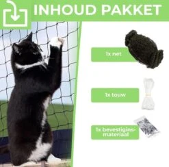 Kattennet Premium EXTRA STEVIG - 600 X 300 CM - Kattennet Voor Balkon - Zwart - Balkon Net - Makkelijk Te Monteren -Kattenspeelgoed Winkel 1200x1186 5