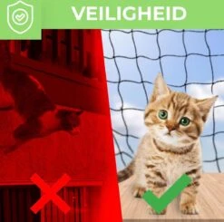 Kattennet Premium EXTRA STEVIG - 600 X 300 CM - Kattennet Voor Balkon - Zwart - Balkon Net - Makkelijk Te Monteren -Kattenspeelgoed Winkel 1200x1188 6