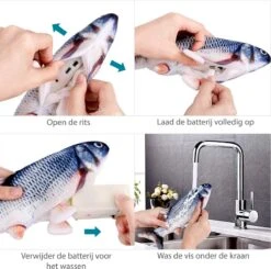 Filo Elektrisch Kattenspeeltje Bewegende Vis 30CM Met Kattenkruid + Goudvis 20CM - Interactief Speelgoed Katten - Elektronisch Kattenspeelgoed - Dansende Elektrische Speelvis Kat - Kattenspeeltjes Intelligentie - Speelgoed Kittens - Speeltjes Kitten -Kattenspeelgoed Winkel 1200x1192 3