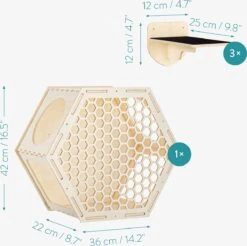 Navaris Katten Klimwand 4-delige Set - Katten Klimmuur Voor Binnenshuis - Kattenmeubel Met Wandmontage - Met Drie Plankjes Voor Meer Klimplezier -Kattenspeelgoed Winkel 1200x1195 8