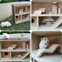 Navaris Houten Hamsterhuis - Speelhut Voor Hamsters, Kleine Knaagdieren, Gerbils, Muizen - Schuilplaats Op Twee Etages Voor Hamster, Cavia, Muis -Kattenspeelgoed Winkel 1200x1196 4