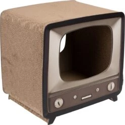 District 70 TELLY - Retro TV Krabmeubel - Instagrammable Kartonnen TV Voor Katten - 39 X 27 X 37 Cm -Kattenspeelgoed Winkel 1200x1197 14