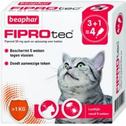 Beaphar Fiprotec Kat - Vlooienbestrijding - >1 Kg - 4 Pipetten -Kattenspeelgoed Winkel 1200x1197