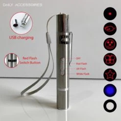 Merkloos Laserpen - Daily Accessoires - USB Oplaadbaar - Kattenspeeltjes - Laserlampje - 7 Verschillende Standen - RVS Zilver - Zaklamp - UV Lamp – Kattenspeelgoed -Kattenspeelgoed Winkel 1200x1200 1015