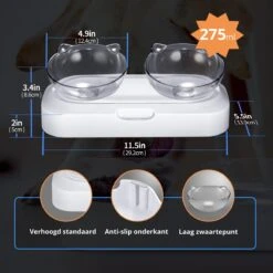 Behave Dubbele Voerbak - Drinkbak - Katten - Verstelbaar - Wit -Kattenspeelgoed Winkel 1200x1200 313