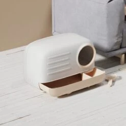 Merkloos PETLUX® XL Kattenbak Retro Design Met Lade, Schep En Opbergruimte - Grote Kattenbak - Kaki -Kattenspeelgoed Winkel 1200x1200 404