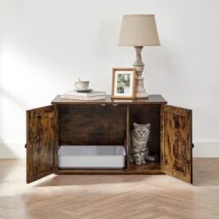 Meubelexpert Kattenhuis Voor Kattenbak - Met Deuren - Vintage - Bruinzwart - PCL002X02 -Kattenspeelgoed Winkel 1200x1200 423