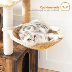 Signature Home Lola Krabpaal Met Kattenbak - Kattenbak Hangmat Mand Katten Huis - Kattenhuis Met Deur En Slot - Krabpalen Katten Huis - Kattenbakmeubel Verborgen - Alles-in-één Kattenspeelgoed Met Kattenhuis - Bruin - 70cm X 132cm X 48cm -Kattenspeelgoed Winkel 1200x1200 426