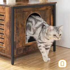 Signature Home Lola Krabpaal Met Kattenbak - Kattenbak Hangmat Mand Katten Huis - Kattenhuis Met Deur En Slot - Krabpalen Katten Huis - Kattenbakmeubel Verborgen - Alles-in-één Kattenspeelgoed Met Kattenhuis - Bruin - 70cm X 132cm X 48cm -Kattenspeelgoed Winkel 1200x1200 427