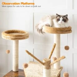 Signature Home Lola Krabpaal Met Kattenbak - Kattenbak Hangmat Mand Katten Huis - Kattenhuis Met Deur En Slot - Krabpalen Katten Huis - Kattenbakmeubel Verborgen - Alles-in-één Kattenspeelgoed Met Kattenhuis - Bruin - 70cm X 132cm X 48cm -Kattenspeelgoed Winkel 1200x1200 432