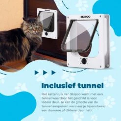 Skipoo Kattenluik Met Tunnel - Weerbestendig - Grote Kat - 4 Vergrendelingsstanden - Wit -Kattenspeelgoed Winkel 1200x1200 672